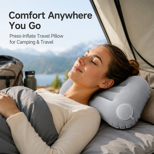 Press-Inflate Travel Pillow – Lightweight