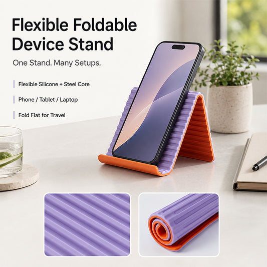 Flexible Foldable Device Stand – One Stand for Phone, Tablet & Laptop
