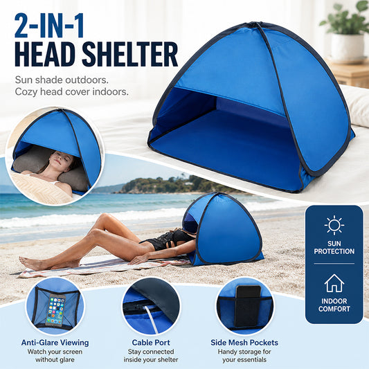 2-in-1 Head Shelter – Sun Shade Outdoors & Cozy Head Cover Indoors