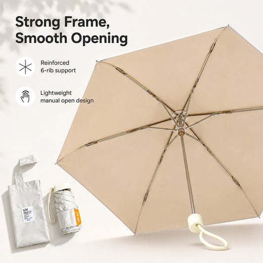 Compact 5-Fold Umbrella – UPF 50+ Sun Protection, Flat Fold Design for Everyday Carry